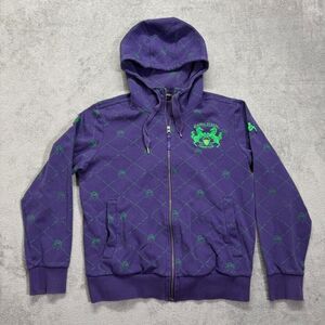 Kappa Italia Riding Club Full Zip Hoodie Mens XL Purple Allover Print